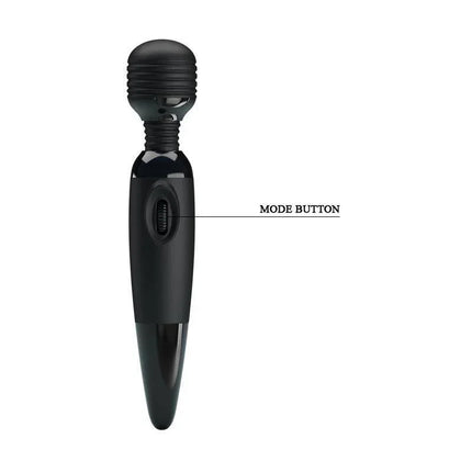 Pretty Love Sensual Massager Black with mode button, ergonomic design for versatile stimulation.