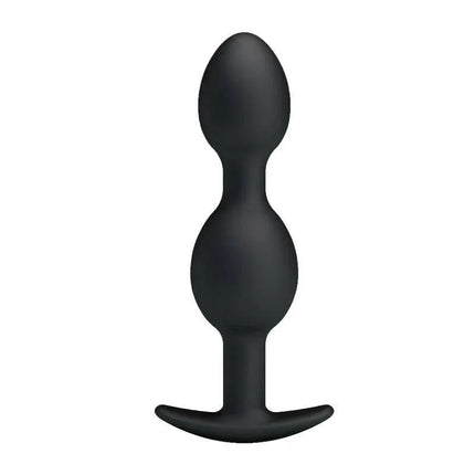 Pretty Love Silicone Anal Balls Black dual-ball anal plug with smooth finish