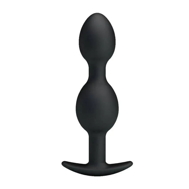 Pretty Love Silicone Anal Balls Black dual-ball anal plug with smooth finish