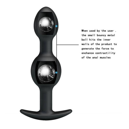 Pretty Love Silicone Anal Balls Black with dual-ball design for enhanced stimulation.