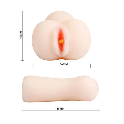 Pretty Love Stroker Candy Flesh premium masturbator dimensions and detail view.