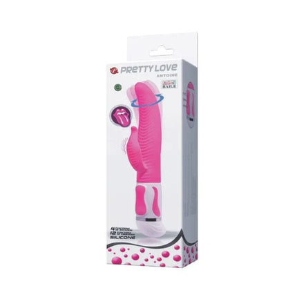 Pretty Love Vibe Antoine Pink ribbed vibrator packaging, featuring a bright pink ergonomic design for precise, luxurious pleasure.