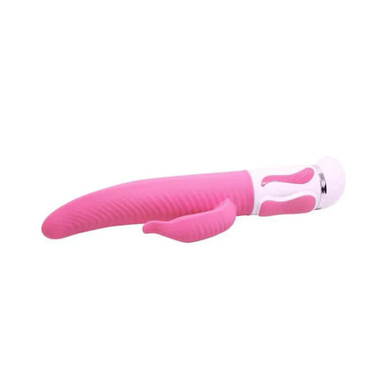 Pretty Love Vibe Antoine Pink ribbed vibrator, ergonomic, extra-soft silicone, bright pink design for targeted pleasure.