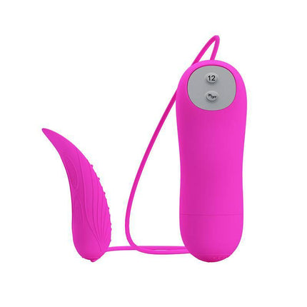 Pretty Love Vibe Archer Pink vibrator with teardrop spindle and remote control for targeted pleasure in pink color.