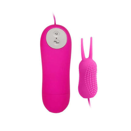 Pretty Love Vibe Blair Purple rabbit vibrator with remote control and ribbed head for clitoral stimulation, featuring 12 vibration modes.