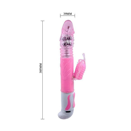 Pretty Love Vibe Fascination Pink with measurements, showcasing design and features for pleasure.