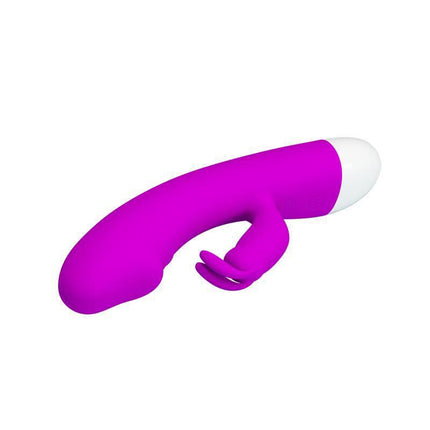 Pretty Love Vibe Will Purple curved silicone vibrator for clitoral and G-spot stimulation, featuring ergonomic design and 30 functions.