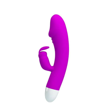 Pretty Love Vibe Will Purple curved silicone vibrator for clitoral and G-spot stimulation, ergonomic design, 30 functions