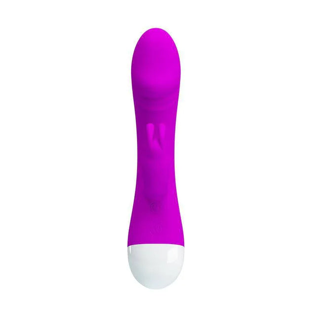 Pretty Love Vibe Will Purple curved silicone vibrator for clitoral and G-spot stimulation with 30 functions, premium design.