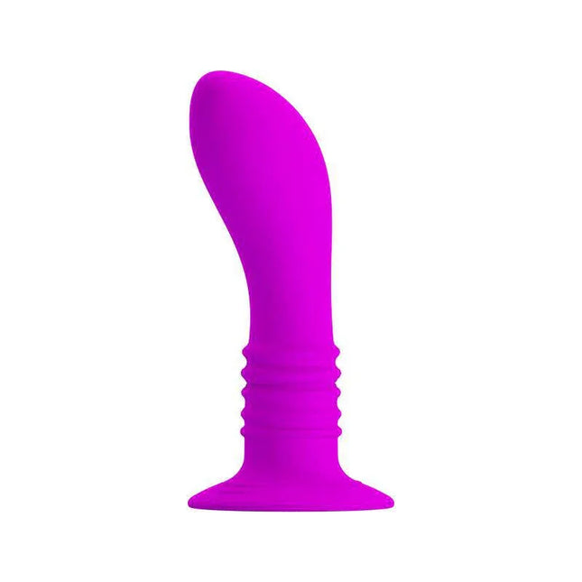 Pretty Love Vibrating Butt Plug Purple in vibrant hue with curved design and ribbed grip for enhanced pleasure.