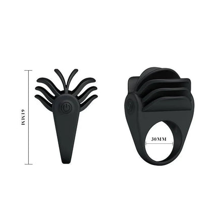 Pretty Love Vibrating Cock Ring Chester Black with secure fit and clitoral stimulator