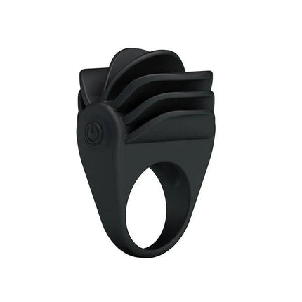 Pretty Love Vibrating Cock Ring Chester Black with secure fit and clitoral stimulator for enhanced pleasure.