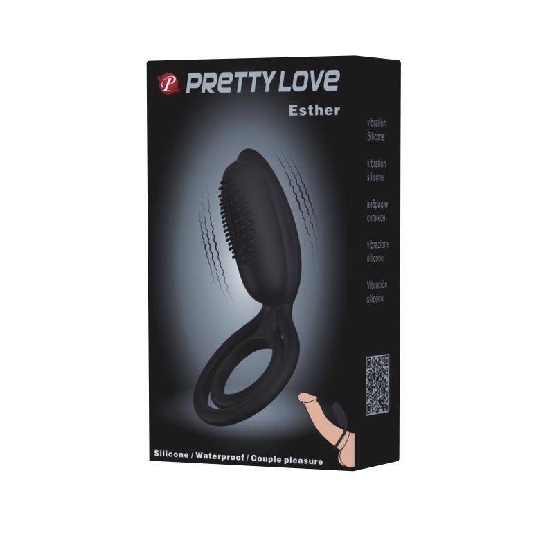 Pretty Love Vibrating Cock Ring Esther Black - secretsextoys.store