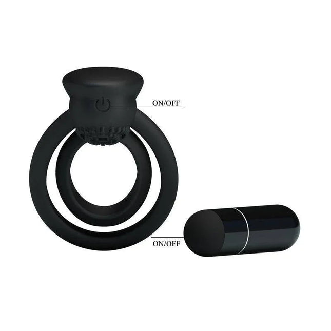 Pretty Love Vibrating Cock Ring Esther Black for couples pleasure