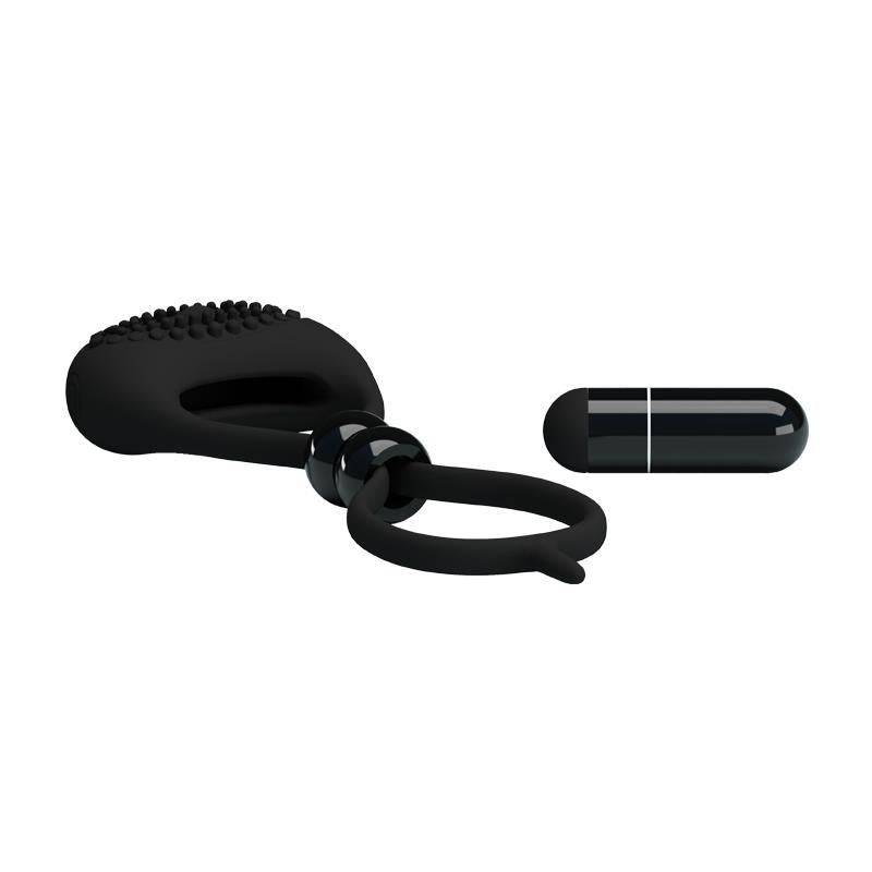 Pretty Love Vibrating Cock Ring Locker Black - secretsextoys.store