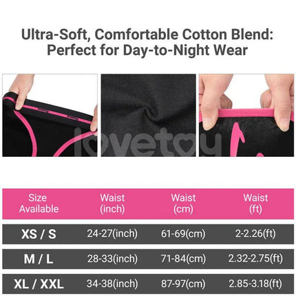 Ultra-soft vibrant panties size chart demonstrating comfort and style for Printed Vibrating Sexy Panties 24-27.