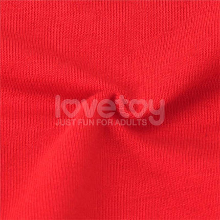 Close-up of fabric texture for Printed Vibrating Sexy Panties 24 - 27, featuring a bold red color and detail.
