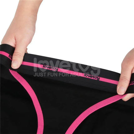 Printed Vibrating Sexy Panties 24-27 with remote control for discreet pleasure, featuring black fabric and pink trim for style and comfort.