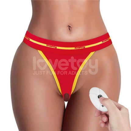 Printed Vibrating Sexy Panties 28-33 with remote control, red color, waist size 28-33 inches, discreet and hands-free design.