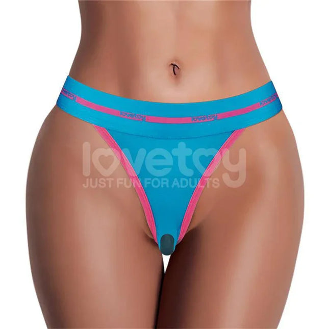 Printed Vibrating Sexy Panties 34-38 in turquoise and pink, comfortable design with powerful stimulation for intimate moments.