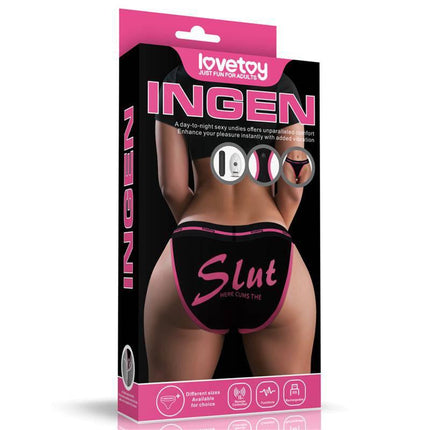 Packaging of Printed Vibrating Sexy Panties 34-38 with remote control and discreet vibration features.