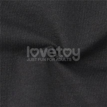 Close-up texture of Printed Vibrating Sexy Panties 34-38 fabric with Lovetoy logo.