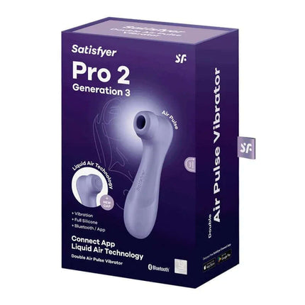 Pro 2 Genera 3 Liquid Air Technology Suction and Vibration APP Connect Lilac packaging with features and Bluetooth connectivity.