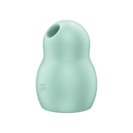 Pro To Go 1 Mint pulsed air stimulator with compact, bulbous shape and glossy mint finish, featuring 2 motors for 11 waving, 12 vibration modes.