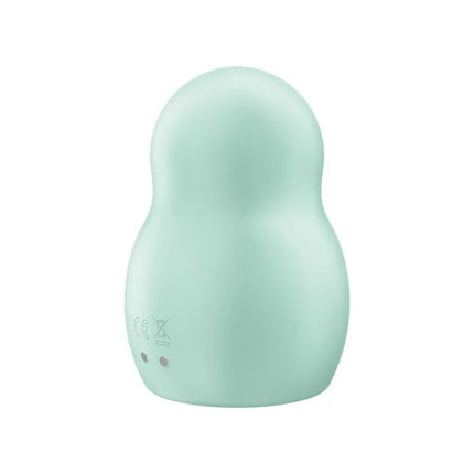 Pro To Go 1 Mint pulsed air stimulator with glossy rounded shape, 11 waving, 12 vibration functions, travel size, waterproof silicone.