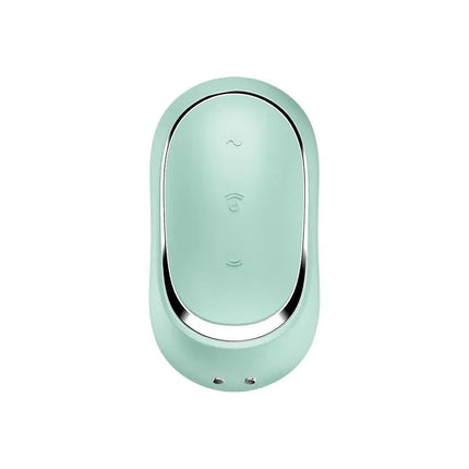Pro To Go 2 Mint pulsed air double system stimulator, compact and stylish with 2 motors, mint color, travel-friendly design.