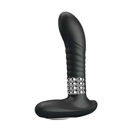Prostate Massager with Vibration and Rotating Balls in black, featuring dual-action design for intense stimulation and customizable sensations.