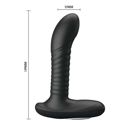 Prostate Massager with Vibration and Rotating Balls featuring ergonomic ribbed design for enhanced pleasure