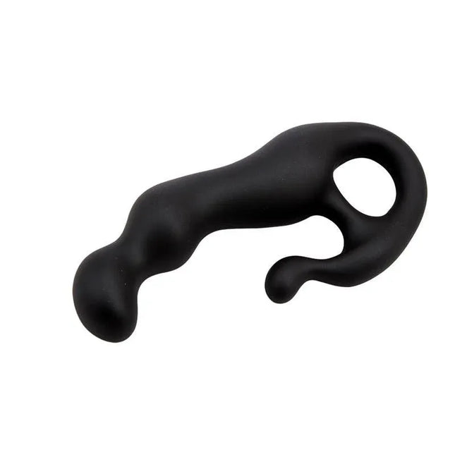 Prostatic Stimulator Pleaser in black with ergonomic hoop grip for precise prostate massage.