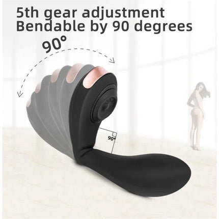 Pulsar Articulated Skeleton Vibrator with Pulsation Silicone USB showing 90-degree adjustable bend feature.