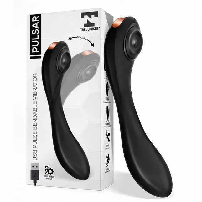 Pulsar Articulated Skeleton Vibrator with Pulsation Silicone USB in black with packaging
