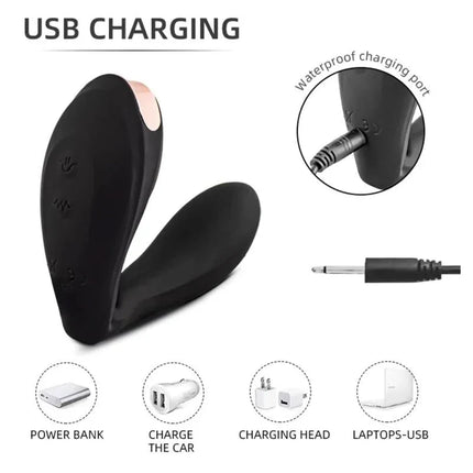 USB charging mechanism of Pulsar Articulated Skeleton Vibrator with Pulsation Silicone USB, featuring versatile charging options.