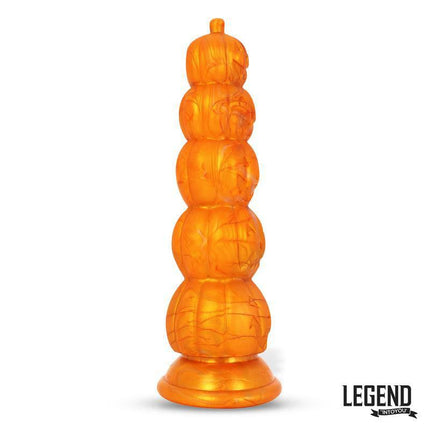 Pumpkron Pumpkin-shaped Liquid Silicone Dildo 19,7 cm with carved faces, ideal for Halloween, by Legend Dildos.