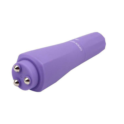 Purple 4-Head Stimulator Vibrator featuring a compact design and interchangeable silicone heads for versatile pleasure