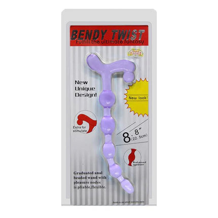Purple Anal Beads Toy for Men & Women in packaging, 8.8 inches, flexible design, made from soft TPR material for comfortable use.