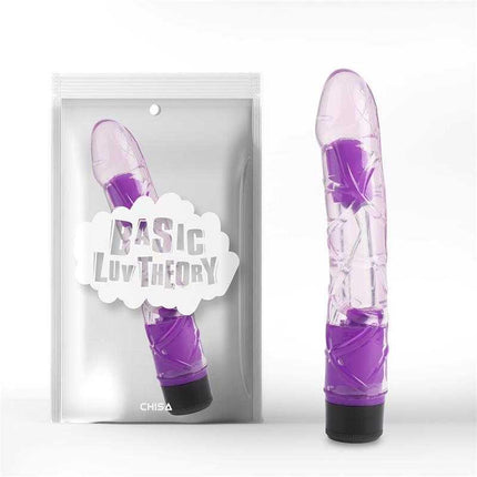 Purple Multi-speed Vibe 9 vibrator with nine speed settings and semi-transparent design, shown with packaging.