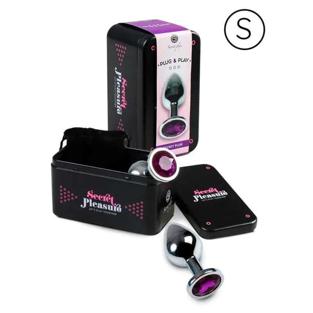 Butt Plug Size S Purple in elegant packaging, showing the compact and smooth design of this durable anal toy.