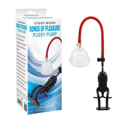 Pussy Pump Songs of Pleasure product image showing the manual vagina pump with controllable pressure system and packaging.