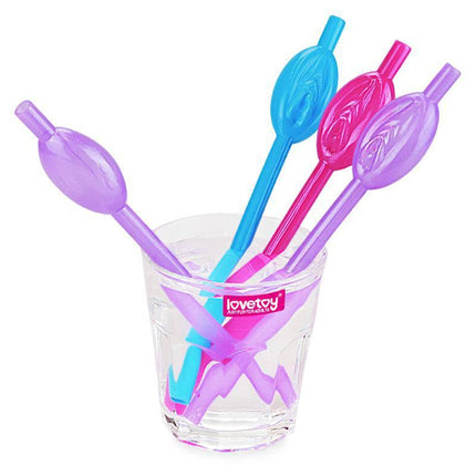 Colorful Pussy Straws Pack of 9 in glass for bachelorette parties