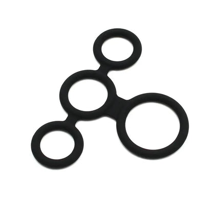 Quatro Cock Ring and Ball Splitter with four-ring design for enhanced stimulation and tailored fit, black color