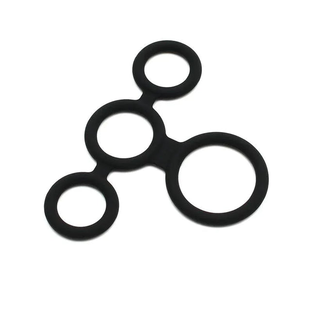 Quatro Cock Ring and Ball Splitter with four-ring design for enhanced stimulation and tailored fit, black color