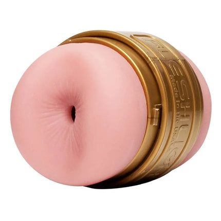 Quickshot Stamina Training Unit Lady Vagina and Butt product image with gold casing and realistic entrance design for enhanced training.