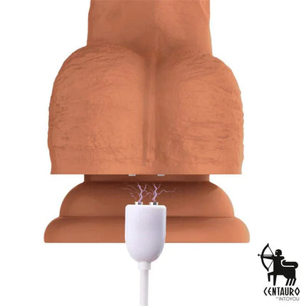 Quintus Dildo with Thrusting, Waving and Vibration 9 - 23 cm in use with charging cable connected