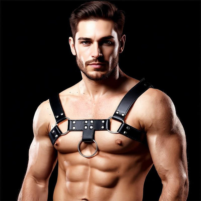 Quovis Male Chest Bondage Harness Vegan Leather - Secretsextoys.store