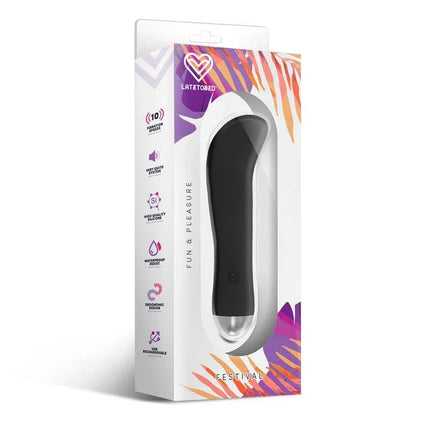 Ragon Stimulator 10 Speeds Black packaged in a vibrant box with ergonomic design and multiple vibration features by Festival.