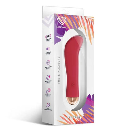 Ragon Stimulator 10 Speeds Rust Red in packaging, showing ergonomic design and vibrant color.